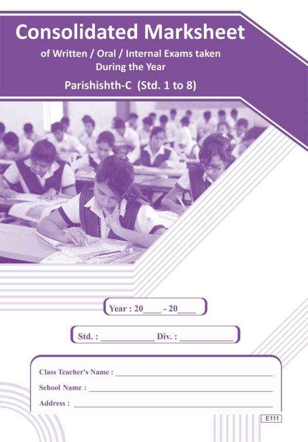 106. Consolidated Marksheet Std. 1 to 8