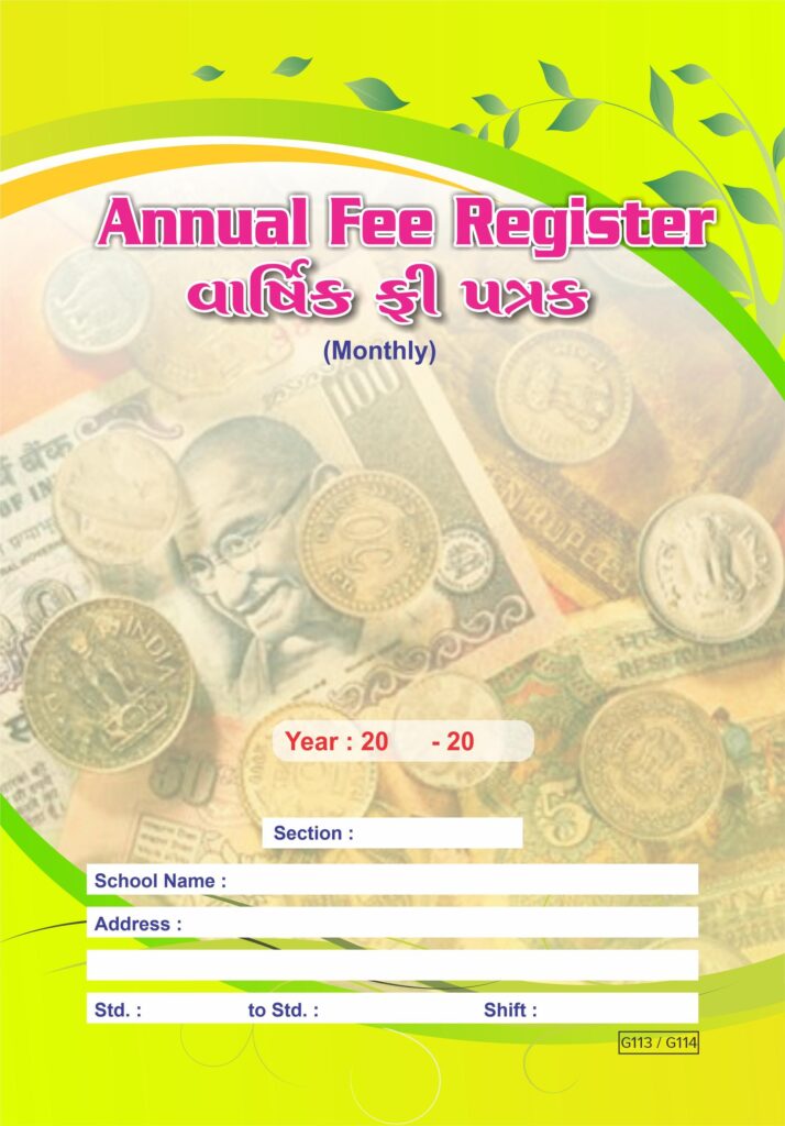 12. Annual Fee Register (Month-wise) (for 850 student)
